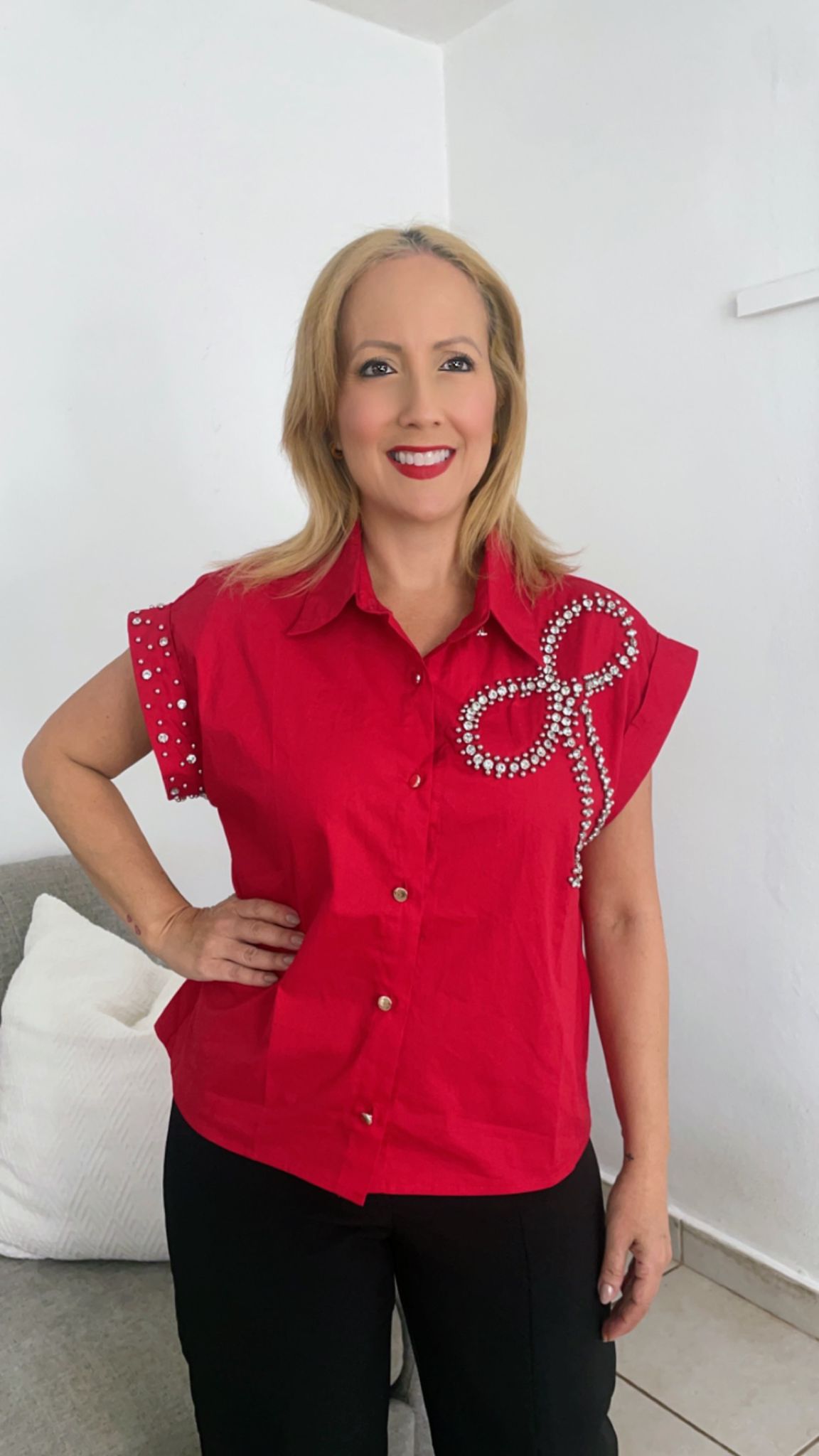 Red Rose Rhinestone Shirt