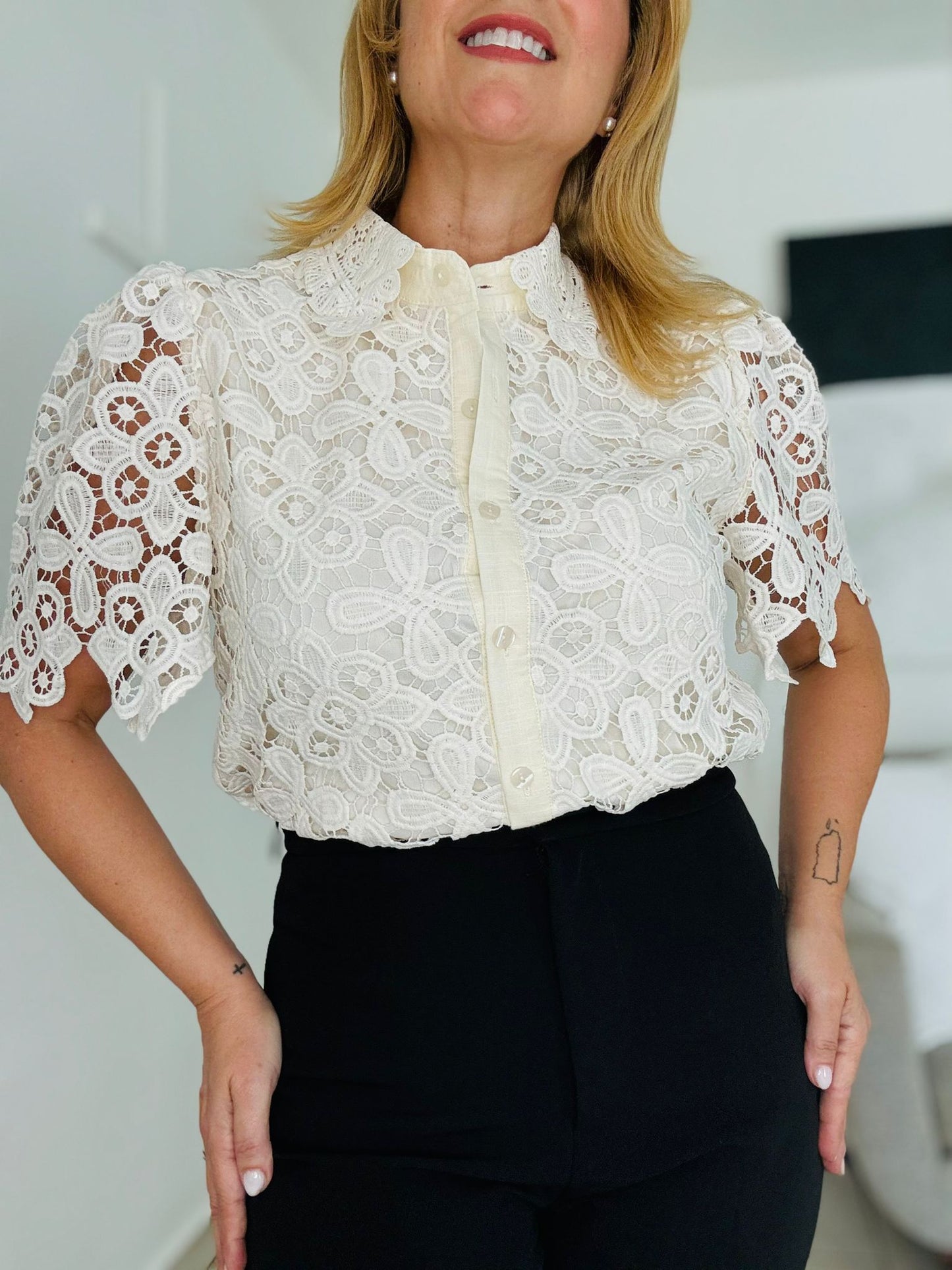 Crochet Beige Blouse