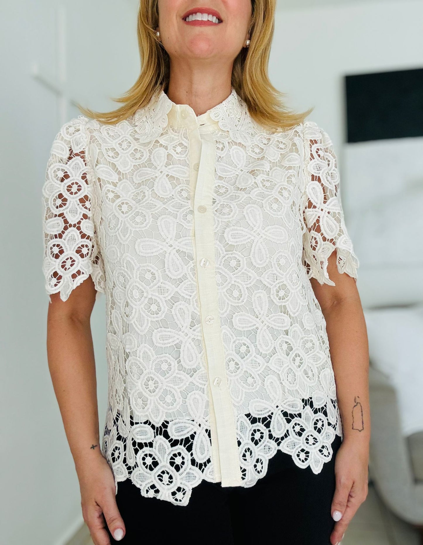 Crochet Beige Blouse