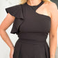 Wave-One Shoulder Black Crop Top