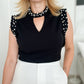 Elegant Pearl Top-Black